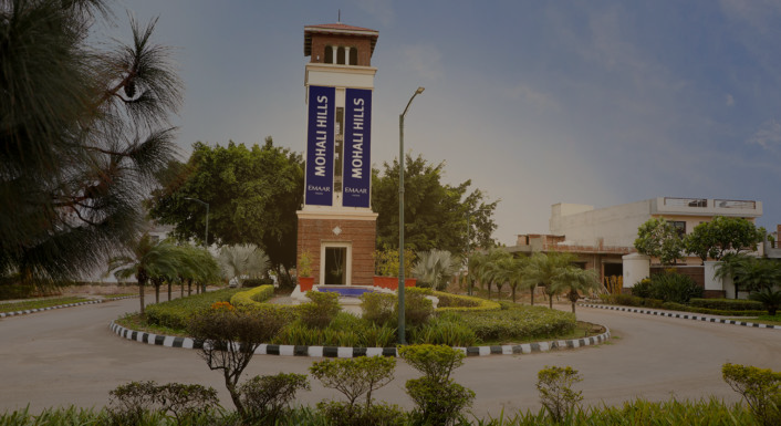 Entrance of Emaar Mohali Hills township in Mohali showing premium infrastructure used in real estate investment case study on timing and plot price growth